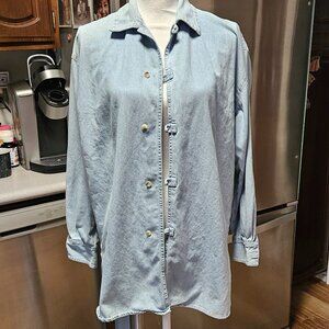 Vintage Capezio Women's Shirt Light Faded Blue Denim Western Small Soft